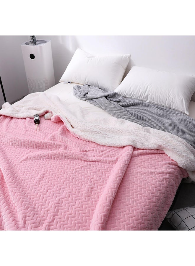 دفاية بلون سادة cotton وردي 150x200سم  - Image 3