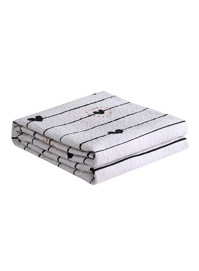 لحاف سرير بتصميم مخطط ورسومات قلوب cotton متعدد الألوان 150x200سم  - Image 1