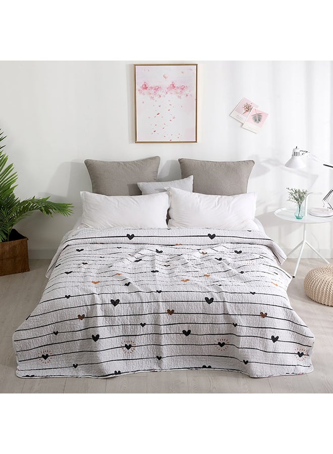 لحاف سرير بتصميم مخطط ورسومات قلوب cotton متعدد الألوان 150x200سم  - Image 2