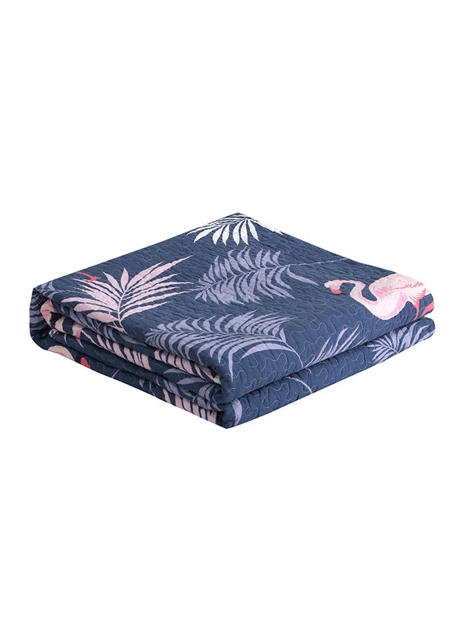 غطاء سرير مبطن وناعم بتصميم ورق شجر cotton أزرق 150x200سم  - Image 1