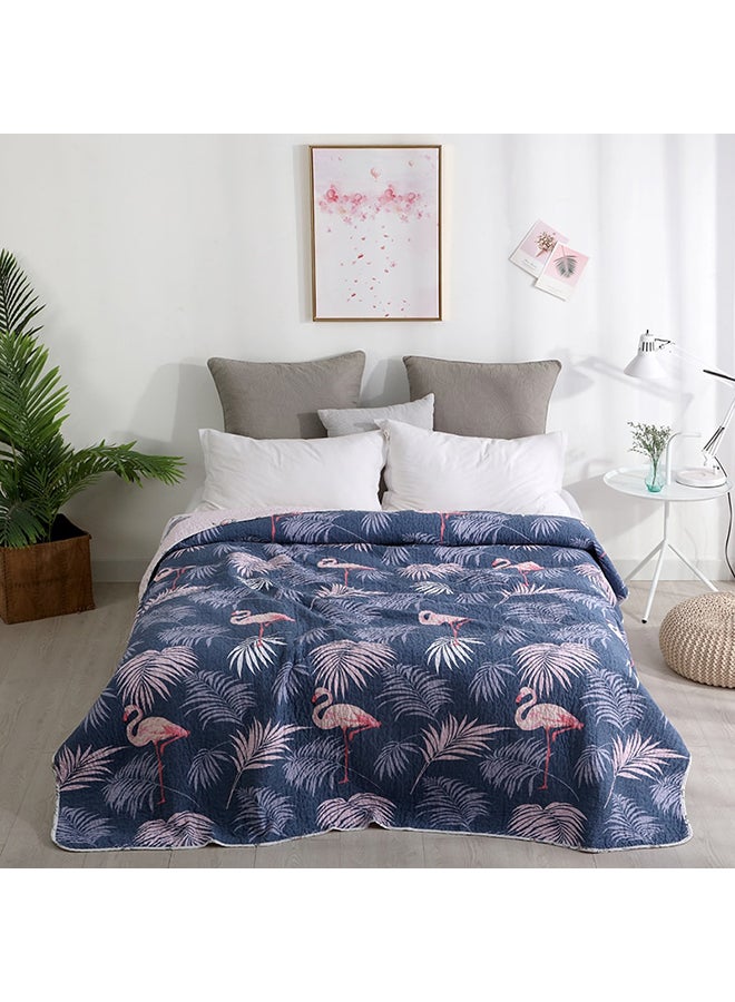 غطاء سرير مبطن وناعم بتصميم ورق شجر cotton أزرق 150x200سم  - Image 2