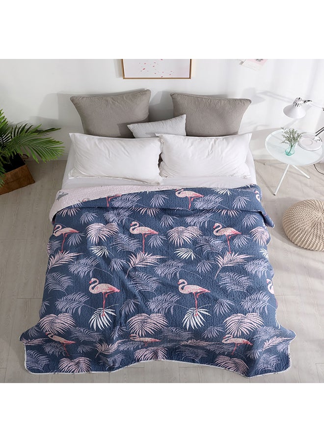 غطاء سرير مبطن وناعم بتصميم ورق شجر cotton أزرق 150x200سم  - Image 3