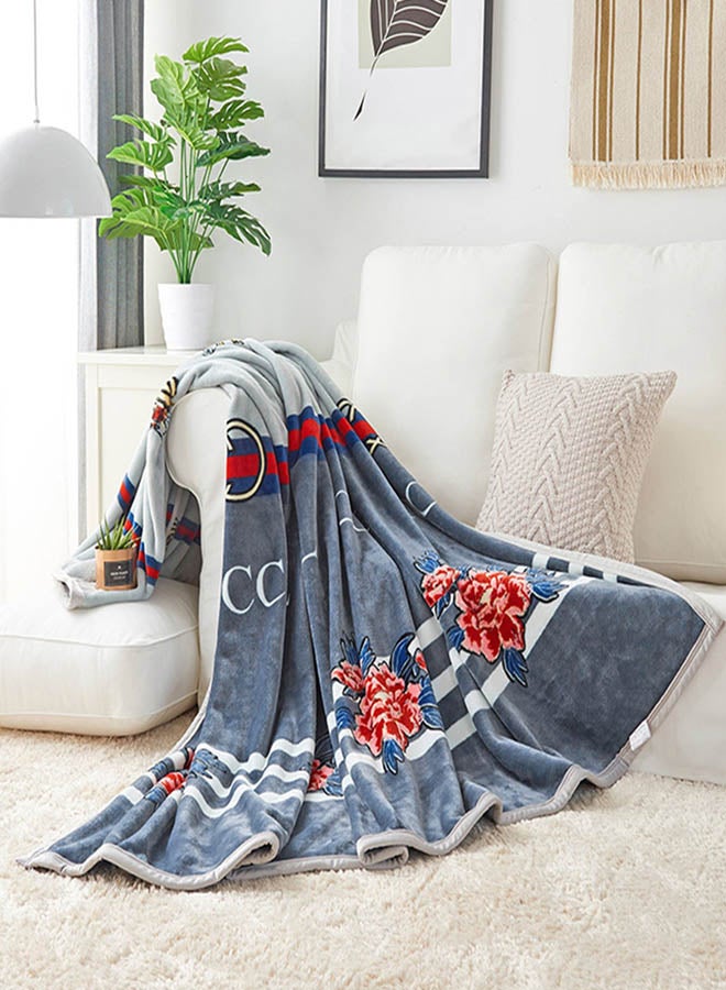 Flower Pattern Winter Warm Snooze Bed Blanket polyester Multicolour 200x230cm - v1569324702/N30162178A_1