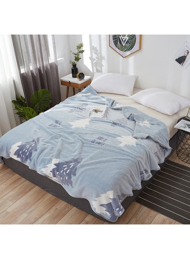 Trees Letters Pattern Soft Cozy Blanket polyester Multicolour 120x200cm - Image 1