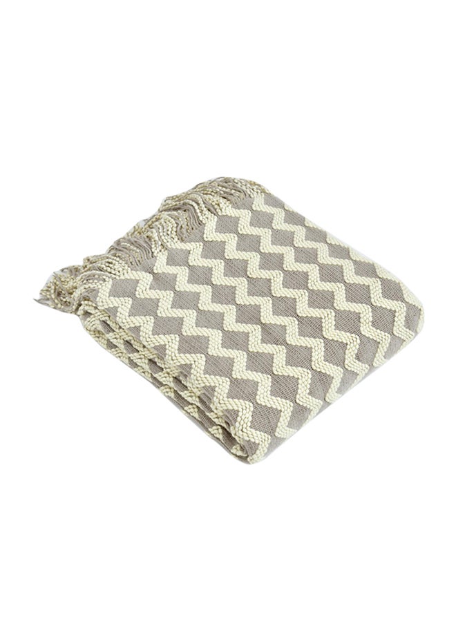 Wave Pattern Casual Knitted Blanket Polyester Multicolour 120x200cm - Image 1