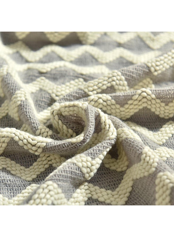 Wave Pattern Casual Knitted Blanket Polyester Multicolour 120x200cm - Image 4