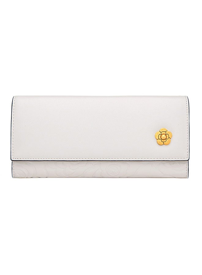 Solid Colour Zipper Closure Long Wallet White 