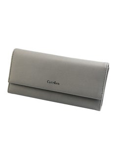 CarrKen Women's Purse Plain Style Solid Color Wallet Grey 