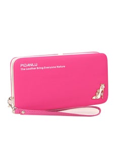 PIDANLU Solid Colour Zipper Closure Long Wallet Rose 