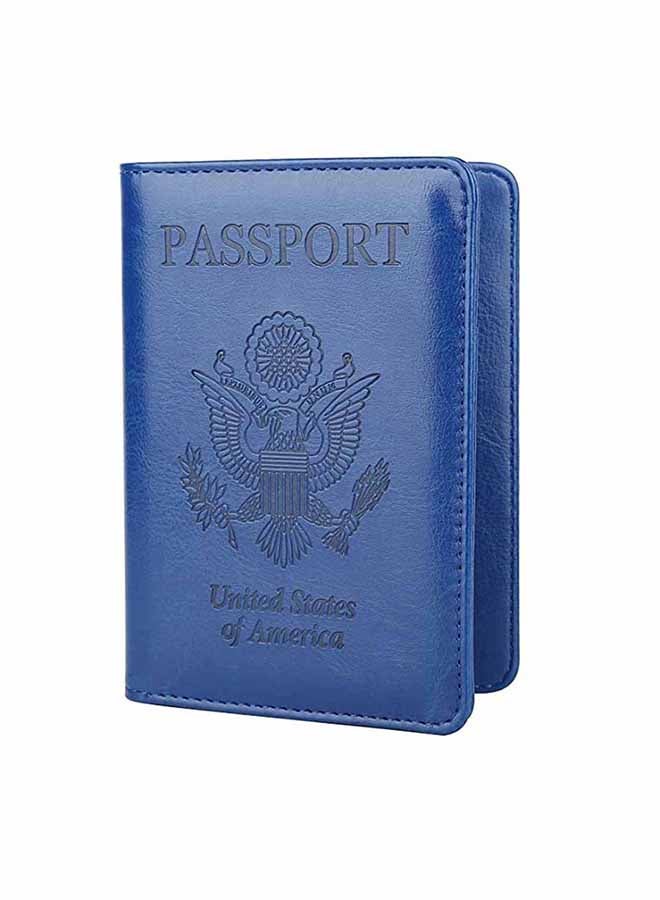 Flap Over Closure Solid Design Passport Wallet Blue