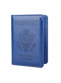 Flap Over Closure Solid Design Passport Wallet Blue