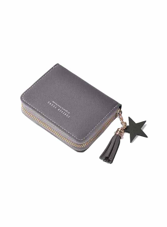Zipper Closure Solid Design Wallet Grey 