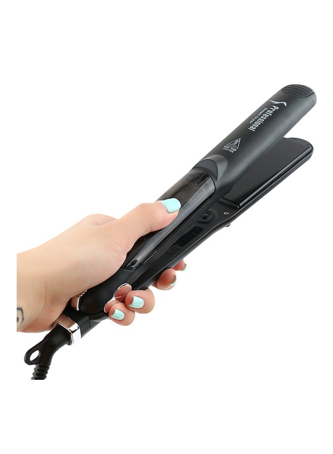 Professional Dual Use Ceramic Vapor Steam Hair Straightener Black - Image 2