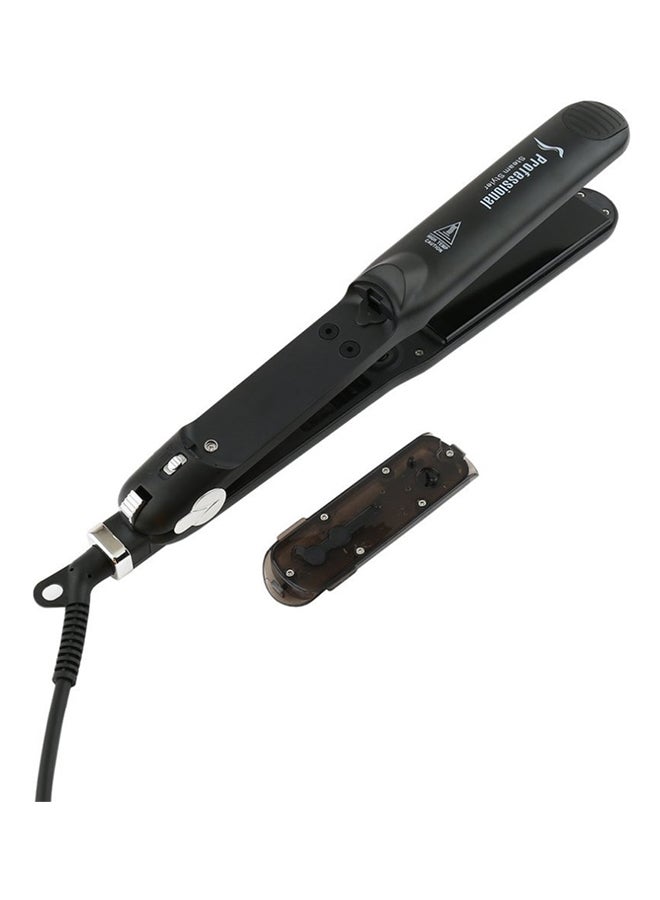 Professional Dual Use Ceramic Vapor Steam Hair Straightener Black - Image 1