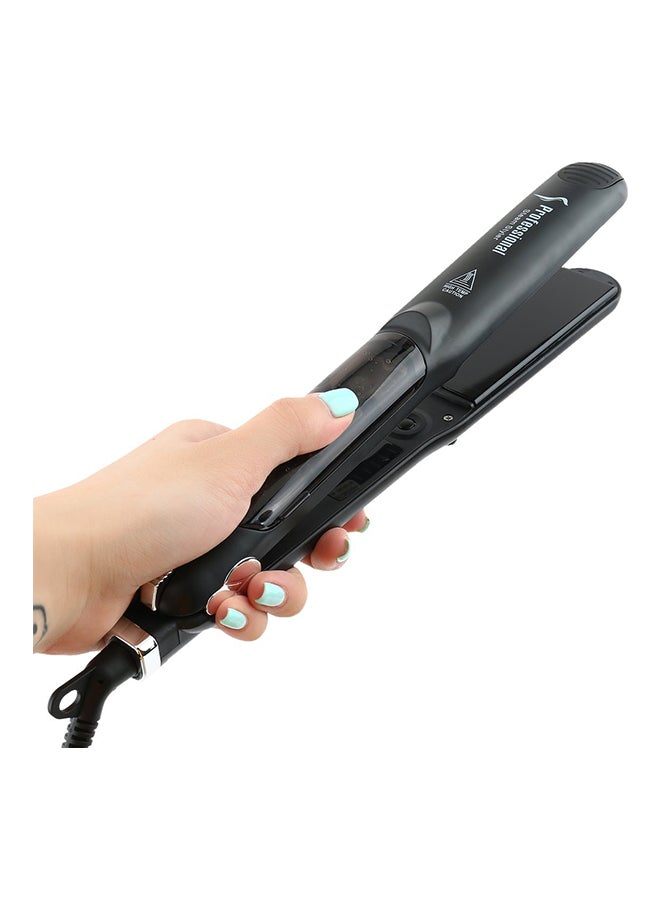 Professional Dual Use Ceramic Vapor Steam Hair Straightener Black - Image 2