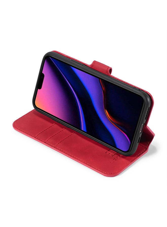 Dg Ming Protective Flip Case Cover With Card Slot For Apple iPhone 11 Pro Max Red  - Image 4