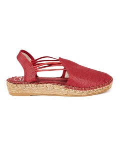 Metallic Elastic Strap Flat Espadrilles Red (Vermell)