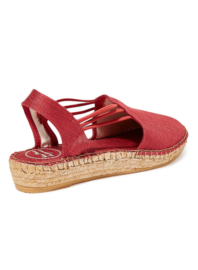 Toni Pons - Metallic Elastic Strap Flat Espadrilles Red (Vermell) - Image 1