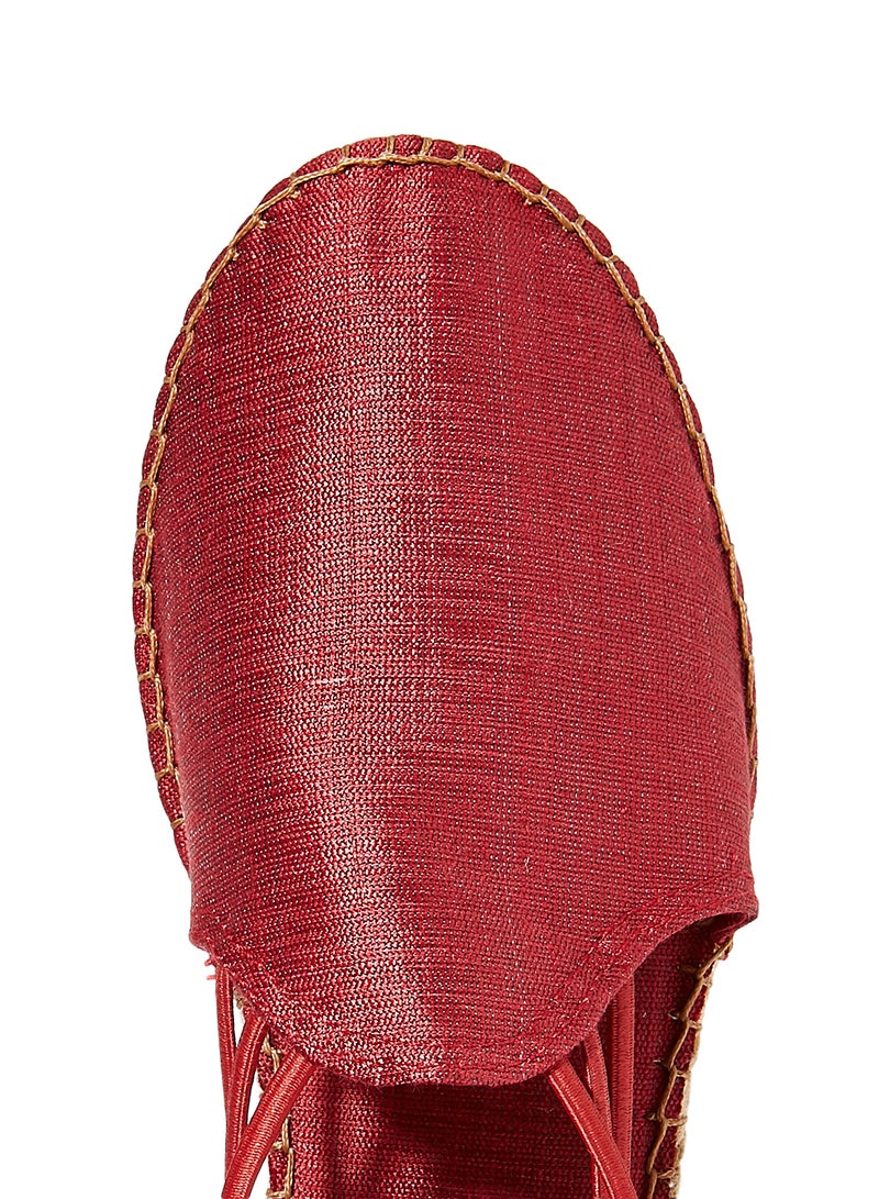 Toni Pons - Metallic Elastic Strap Flat Espadrilles Red (Vermell) - Image 1