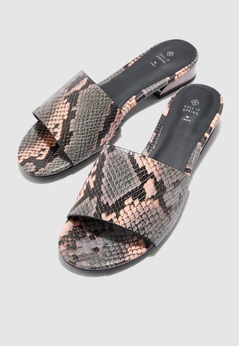 Voang Block Heel Sandal Slides Prints