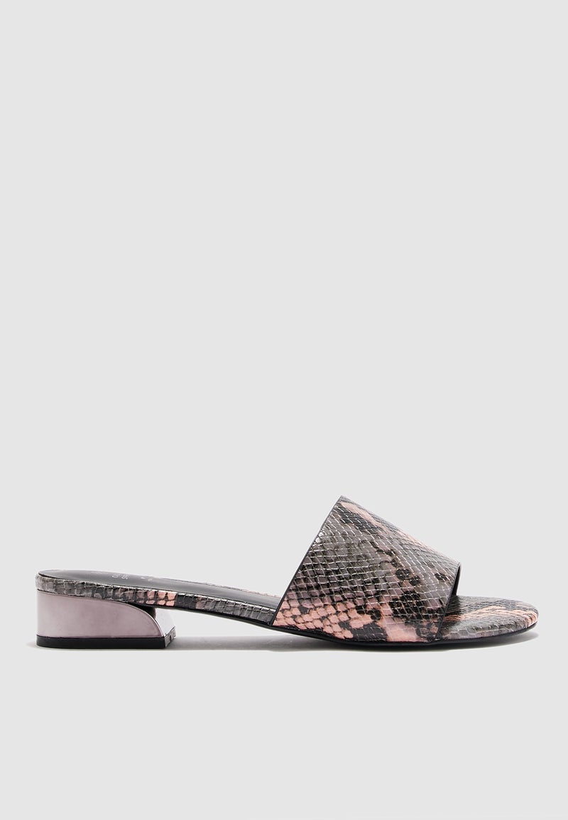 Voang Block Heel Sandal Slides Prints