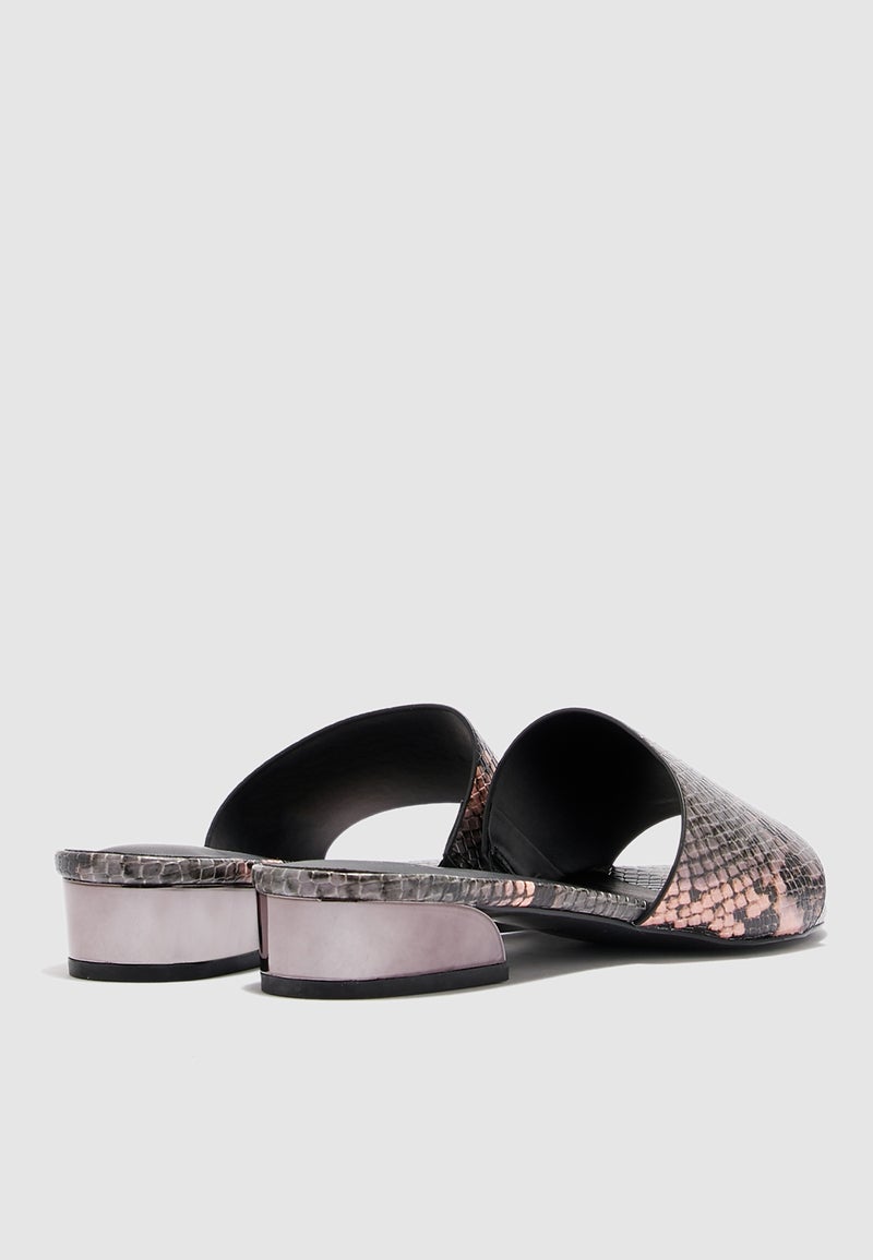 Voang Block Heel Sandal Slides Prints