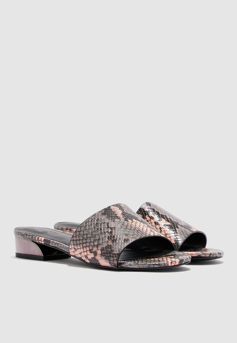 Voang Block Heel Sandal Slides Prints