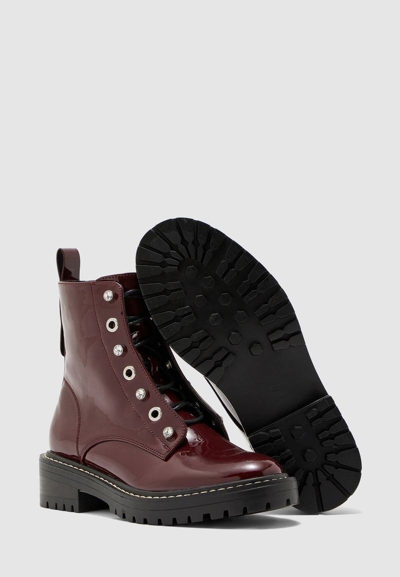 Bright Structure Pu Booties Burgundy