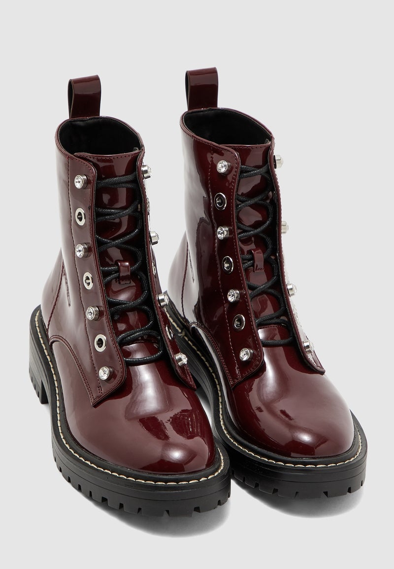 Bright Structure Pu Booties Burgundy