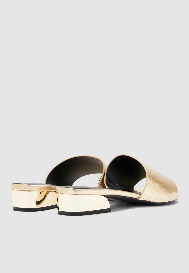 Voang Block Heel Sandal Slides Gold