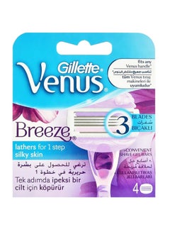 Gillette Pack Of 4 Venus Breeze Razor Blades Pink/Silver 