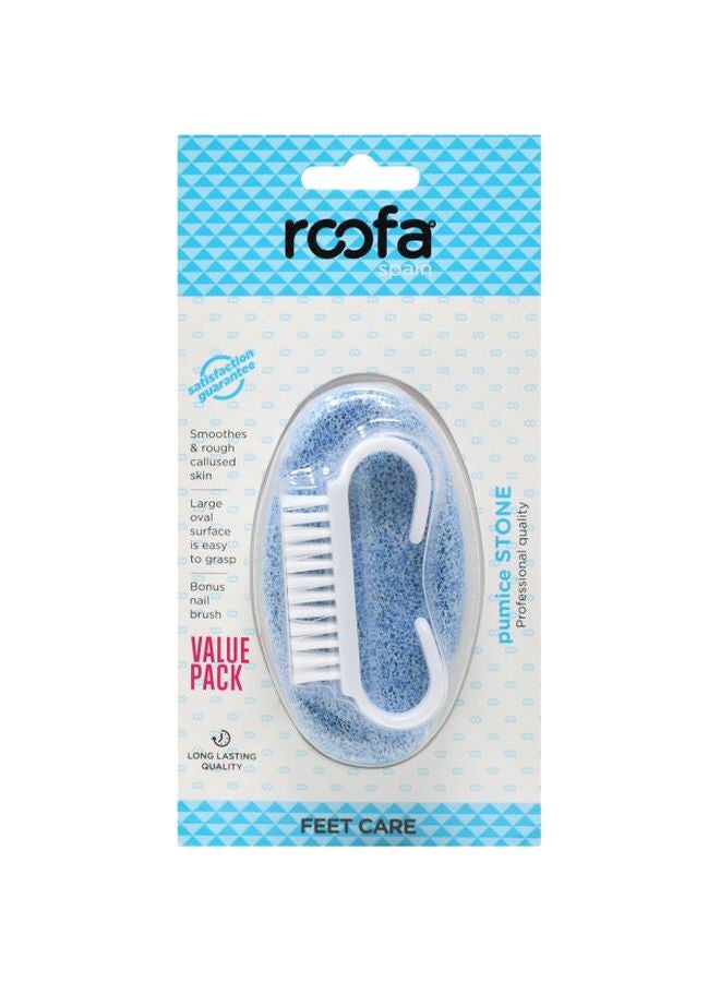 2-Piece Pumice Stone With Nail Brush Blue/White