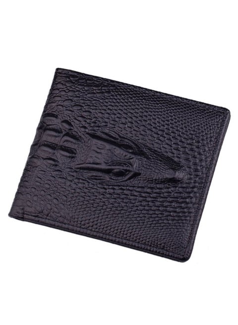 Crocodile Print Foldable Business Wallet Black