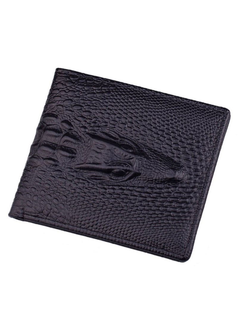Crocodile Print Foldable Business Wallet Black