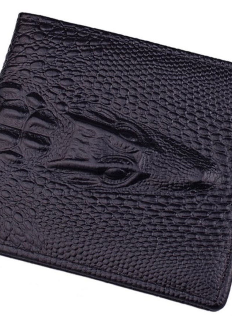 Crocodile Print Foldable Business Wallet Black