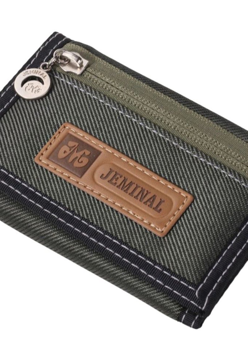 3-Fold Brief Designed Patchwork Billfold Wallet Green