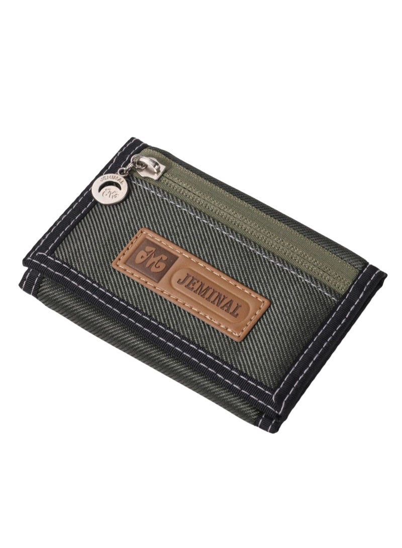 3-Fold Brief Designed Patchwork Billfold Wallet Green