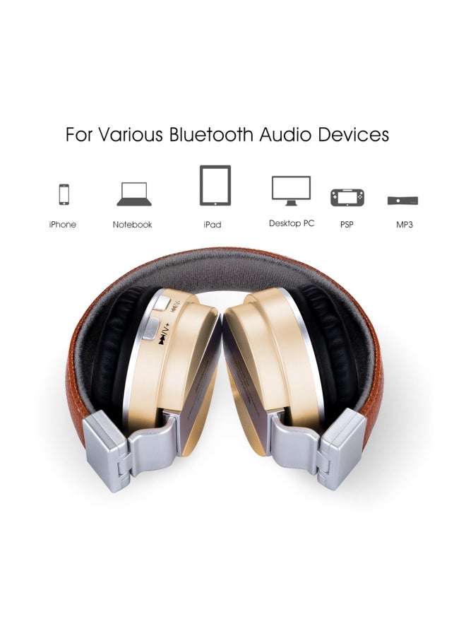 Bluetooth On-Ear Stereo Headphones With Mic Gold/Brown - Image 4