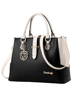 Solid Pattern Satchel Bag With Keychain Black/White