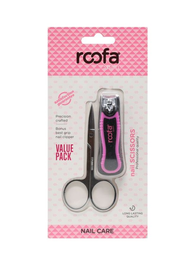 Roofa Spain Nail Scissor With Clipper Silver/Pink - Image 1