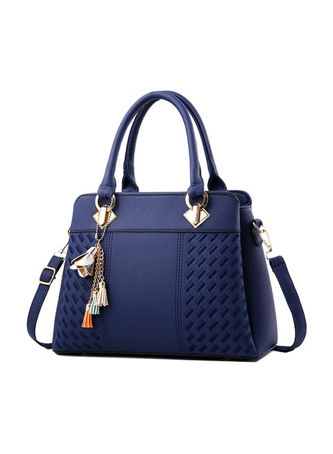 Plaid Pattern Casual Style Crossbody Bag Dark Blue