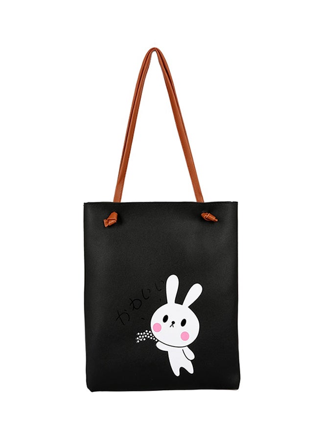 حقيبة أنيقة بنمط كرتوني أسود