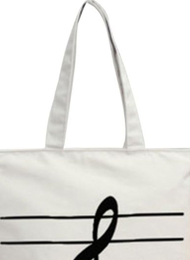Generic - Music Symbol Printed Tote Handbag White/Black - Image 1
