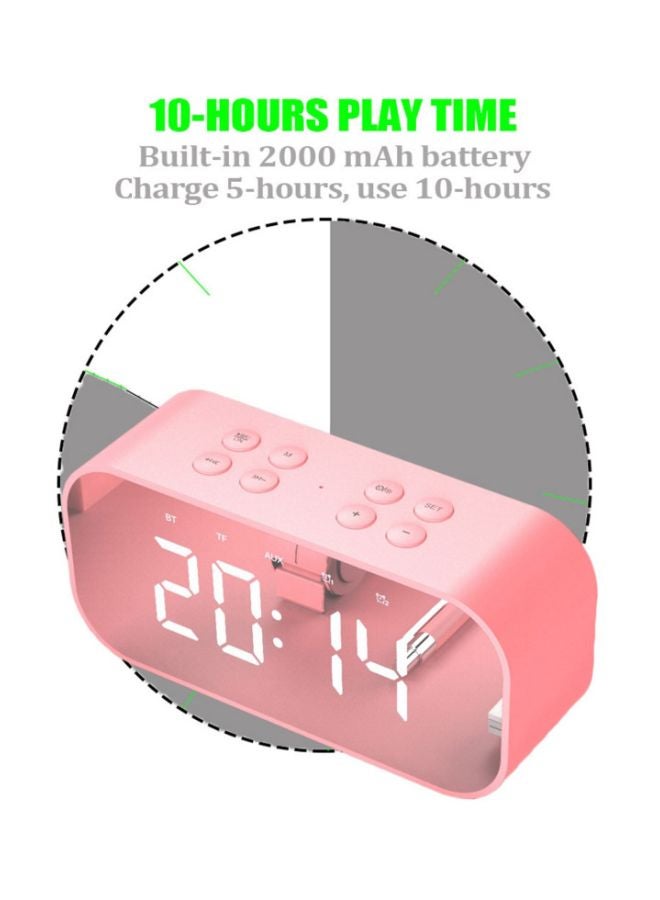AEC Portable Bluetooth Speaker With LED And Alarm Clock Pink - Image 2