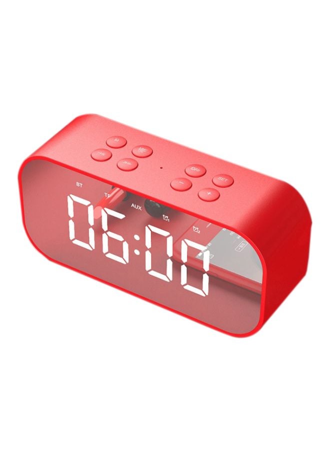 Portable Bluetooth Speaker With LED And Alarm Clock Red