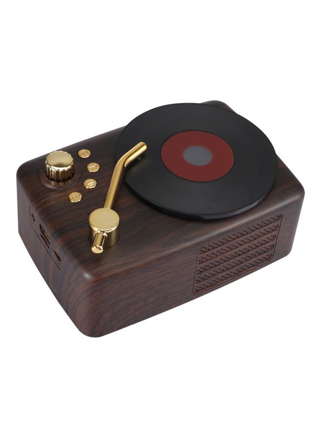 Retro Style Portable Bluetooth Speaker Brown/Gold/Black - Image 1
