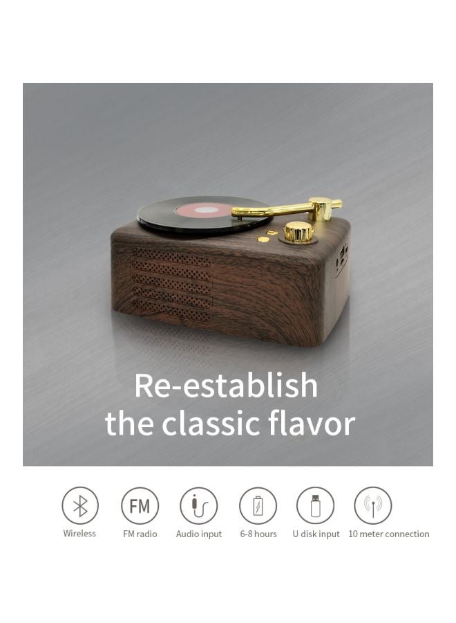 Retro Style Portable Bluetooth Speaker Brown/Gold/Black - Image 4