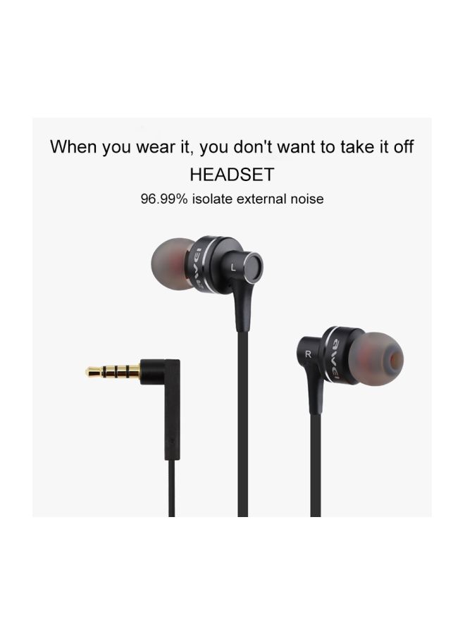 Awei - ES-10TY In-ear Wired Earphone With Mic For Apple iPhone Black - Image 1