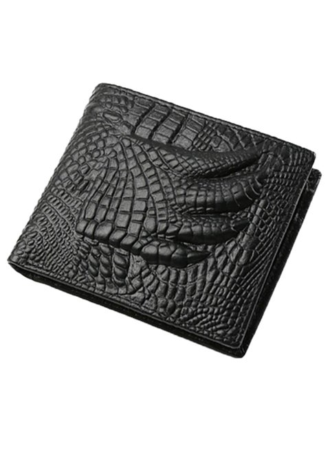 Retro Crocodile Pattern Casual Style Wallet Black