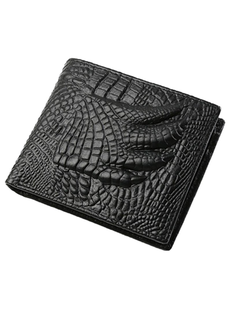 Retro Crocodile Pattern Casual Style Wallet Black